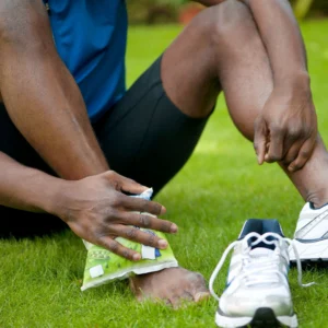 Athlete icing injured foot